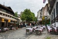 Restaurants in Skadarska street in Skadarlija, main bohemian quarter of Belgrade, Serbia