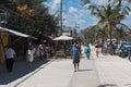 Restaurants and tourists on avenida tulum, tulum, quintana roo, mexico