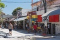 Restaurants and tourists on avenida tulum, tulum, quintana roo, mexico