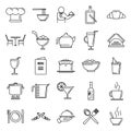 Restaurateur baker icons set, outline style