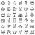 Restaurateur icons set, outline style