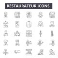 Restaurateur line icons, signs, vector set, outline concept, linear illustration