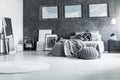 Restful black and white bedroom Royalty Free Stock Photo