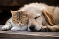 Restful Cat dog sleeping. Generate Ai Royalty Free Stock Photo