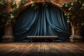 Restful haven brick wall backdrop embraces a bushy bench sanctuary