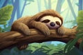 Restful Sloth sleeping. Generate Ai