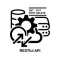 RESTfull API icon.Interface two computer systems use to exchange information securely over the internet isolated on background Royalty Free Stock Photo