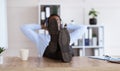 Resting black man shoes on workdesk in office Royalty Free Stock Photo