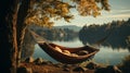 resting at camping woman laying in hammock with beautiful view of forest lake. generative ai