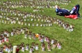 Resting between the candles during Alpe d`Huzes, a life changing experience, France Royalty Free Stock Photo