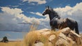 Resting Horse On Rock: A Majestic Scene Of Nature