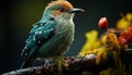 Resting hummingbird perching on branch, vibrant colors in nature generated by AI Royalty Free Stock Photo