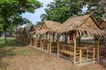 resting huts constructed from bamboo and thatched roofs