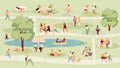 Resting people in the park vector set Royalty Free Stock Photo