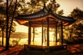 Korean pagoda by the lake