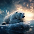 Ai Generated illustration Wildlife Concept of Resting polar bear Royalty Free Stock Photo