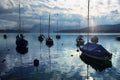 Resting sailboats at dusk Royalty Free Stock Photo