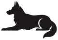 Resting Shepherd Dog Silhouette Isolated on White Background Royalty Free Stock Photo
