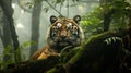 Resting Tiger in Enshrouded Ancient Forest