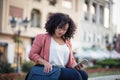 Resting time. Woman on street. Royalty Free Stock Photo