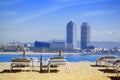 Resting and tuorism in Barcelona next to the Mediterranean Sea. Empty copy space Royalty Free Stock Photo