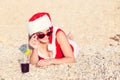 Resting woman on winter vacation in warm places Royalty Free Stock Photo