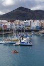 Restinga fishing and sports port, with a kayak crossing the port