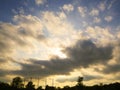 Restless Clouds Over A Baseball Field At Sunset Royalty Free Stock Photo