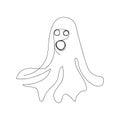 Restless soul one line art. Continuous line drawing of halloween theme, autumn mood, horrible, ghost, halloween costume Royalty Free Stock Photo