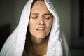 A restless woman in bed trying to sleep. Insomnia disorder Royalty Free Stock Photo