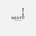 Resto logo with fork. Restaurant menu on white Royalty Free Stock Photo