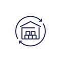 restock line icon with a warehouse Royalty Free Stock Photo