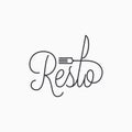 Restorant linear logo. Resto with fork and knife