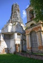 Restoration of the bell tower of a medieval church in Pereslavl-Zalessky, Russia