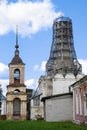 Restoration of the bell tower of a medieval church in Pereslavl-Zalessky, Russia