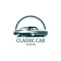 Restoration classic car and repair custom classic car logo vector