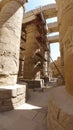 Restoration, columns in the Karnak temple complex, a famous architectural monument in Luxor, Egypt. Pillars of the Great Hypostyle Royalty Free Stock Photo