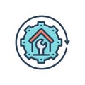 Color illustration icon for Restoration, house and mending