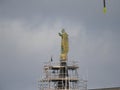 Restoration of statue Jesus Christ, redeemer, fall or rise Christian christianity, faith religion, secularization, secularisation, Royalty Free Stock Photo