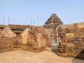 Restoration of massive Sun temple located in the Indian state of Orrisa. UNESCO world heritage site of the lost kingdom. Royalty Free Stock Photo