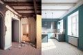 Before and After Restoration or Refurbishment: Exploring Renovation Concepts for an Apartment. Generative AI