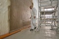 Restoration worker scaffold Royalty Free Stock Photo