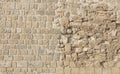 Restored Bahrain fort wall with different textures