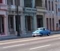 Restored Blue Car In Havana Cuba