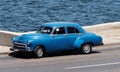 Restored Blue Car In Havana Cuba