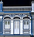 Blue and white peranakan shop house Royalty Free Stock Photo