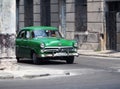 Restored Green Ford In Havana Cuba