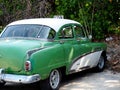 Restored Green And White Taxi In Havana Cuba