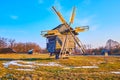 The restored historic timber windmill, Pyrohiv Skansen, Kyiv, Ukraine