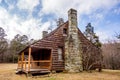 Restored historic wood house in the uwharrie mountains forest